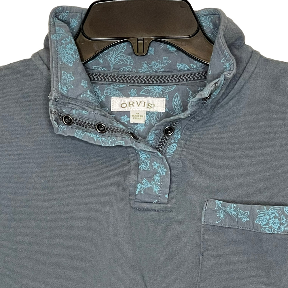 Orvis Womens 1/4 Snap Pullover Sweatshirt Size Medium Turquoise Outdoors LS - Picture 2 of 4
